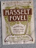 Etiket genever. Hasselt Fovel. Fovel Brussel, Verzamelen, Ophalen of Verzenden