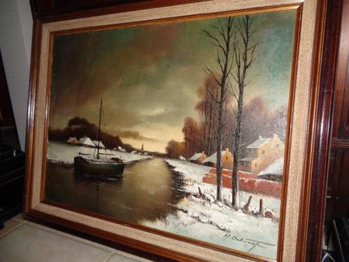 *Mooie grote schilderij -H. Debeuf -Vermeld in PIRON, BAS..., Antiek en Kunst, Kunst | Schilderijen | Klassiek, Ophalen of Verzenden