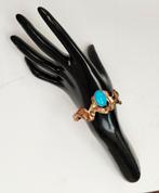 Prachtige bronzen Art Brut armband met turquoise steen, Handtassen en Accessoires, Armbanden, Ophalen of Verzenden, Zo goed als nieuw