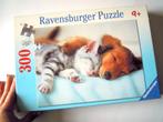 Puzzel met slapende pup en kitten 300 st., Hobby en Vrije tijd, Ophalen of Verzenden, Minder dan 500 stukjes, Zo goed als nieuw