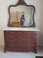 commode 5 laden met marmerblad, Huis en Inrichting, Kasten | Ladekasten, Ophalen, Gebruikt, Eikenhout