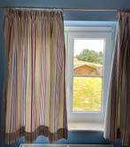 Vends paire de rideaux beige à lignes colorées, Comme neuf, Beige, 100 à 150 cm, 100 à 150 cm