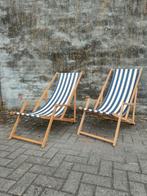 Set van 2 strandstoelen - gestreept - Inklapbaar - hout, Ophalen, Zo goed als nieuw, Campingstoel