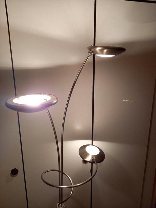 CROME VLOERLAMP MET 3 SP0TS> DIMBAAR, Huis en Inrichting, Lampen | Vloerlampen, Zo goed als nieuw, Ophalen