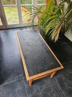 Salon tafel met blad in natuursteen, Huis en Inrichting, Tafels | Salontafels, Ophalen, Gebruikt, 100 tot 150 cm, Eikenhout