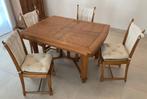 antieke tafel met inlegwerk + 4 stoelen, Ophalen