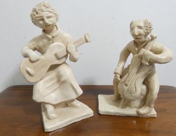 Naïeve kunst? - 2 beeldjes, muzikanten [1461] beschikbaar voor biedingen