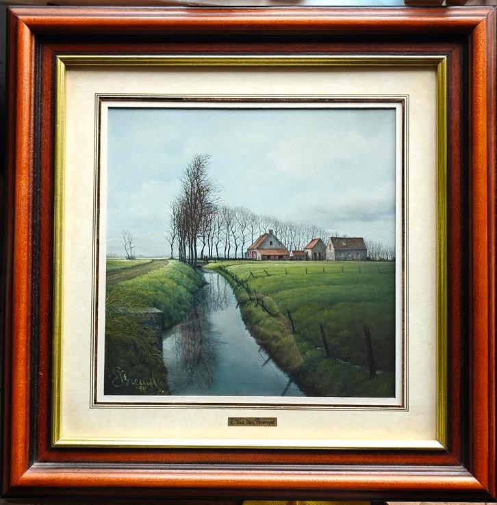Langs de 'Vuile Vaart' te Oostkerke / E. Van den Brempt, Antiek en Kunst, Kunst | Schilderijen | Klassiek, Ophalen of Verzenden