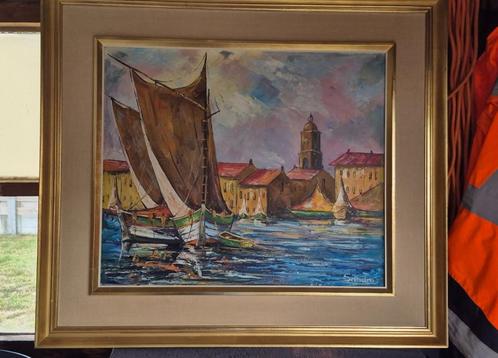 Schilderij op doek haven, Antiek en Kunst, Kunst | Schilderijen | Klassiek, Ophalen