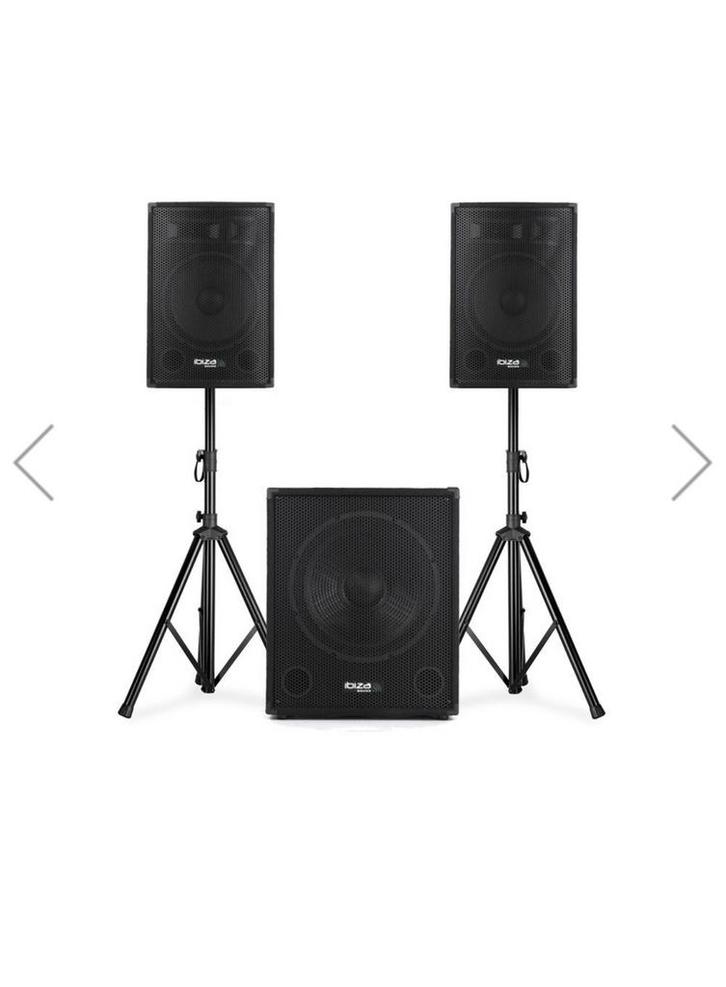 Ibiza Sound CUBE1812 actieve 2.1 speaker subwoofer set 2400W, Audio, Tv en Foto, Luidsprekerboxen, Zo goed als nieuw, Ophalen