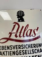 Atlas verzekeringen emaille bordje, Verzamelen, Ophalen of Verzenden, Gebruikt, Reclamebord