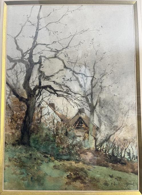 VICTOR UYTTERSCHAUT - AQUAREL, Antiek en Kunst, Kunst | Schilderijen | Klassiek, Ophalen of Verzenden