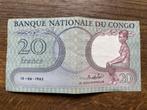 Wetsvoorstel 20 francs Belgisch Congo 1962, uitstekende cond, Los biljet, Ophalen of Verzenden