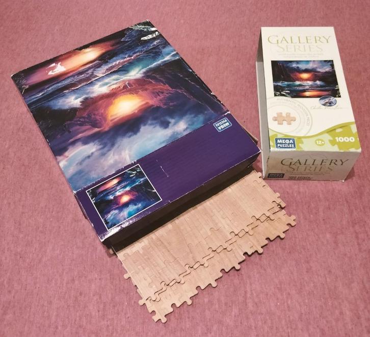 Mega puzzel - puzzelstukjes in hout - 1000 st., Hobby en Vrije tijd, Denksport en Puzzels, Zo goed als nieuw, Legpuzzel, 500 t/m 1500 stukjes