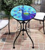IJzer-Glas Pauw Ronde Zij-tafeltje Mozaïek bijzettafel Nieuw, 45 tot 60 cm, Rond, Nieuw, Ophalen of Verzenden