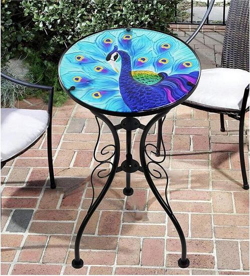 IJzer-Glas Pauw Ronde Zij-tafeltje Mozaïek bijzettafel Nieuw, Huis en Inrichting, Tafels | Bijzettafels, Nieuw, Rond, 45 tot 60 cm