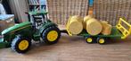 Bruder Jihn Deere tractor + kar met strobalen, Ophalen, Zo goed als nieuw