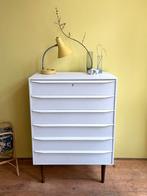 Deense vintage ladekast, wit, 6 laden, Kinderen en Baby's, Ophalen, Gebruikt, 75 tot 100 cm, Minder dan 50 cm