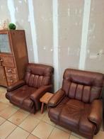 2x 1-zit bruin leder, Huis en Inrichting, Fauteuils, Ophalen of Verzenden, Zo goed als nieuw