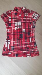 T-shirt pour femme avec imprimé en blocs et lignes (taille 4, Manches courtes, Taille 38/40 (M), Porté, Rouge