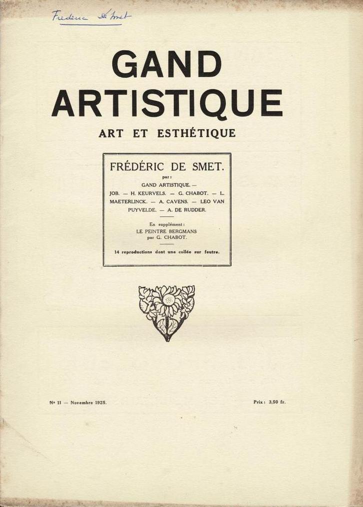 Gand Artistique No 11 novembre 1925: Frédéric de Smet, Boeken, Kunst en Cultuur | Beeldend, Gelezen, Ophalen of Verzenden