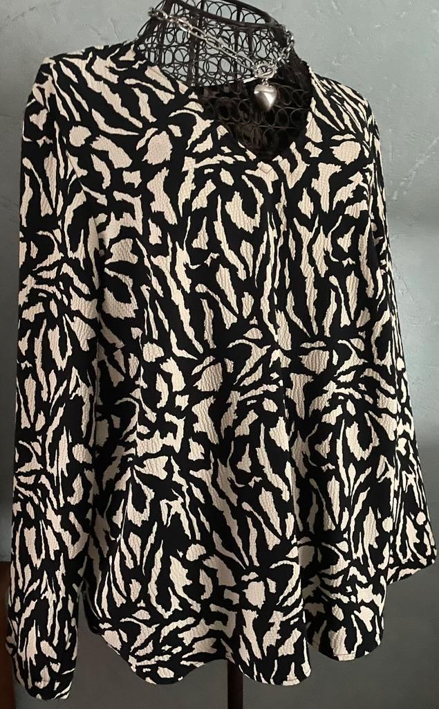 Mayerline 46 Mooie blouse in crème met zwart, Kleding | Dames, Blouses en Tunieken, Nieuw, Maat 46/48 (XL) of groter, Zwart, Ophalen of Verzenden