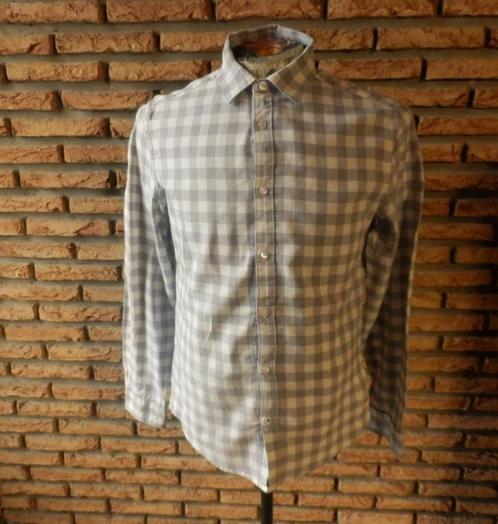 (23) - chemise homme t.M grise blanc - jules -, Kleding | Heren, Overhemden, Zo goed als nieuw, Halswijdte 39/40 (M), Grijs, Ophalen of Verzenden