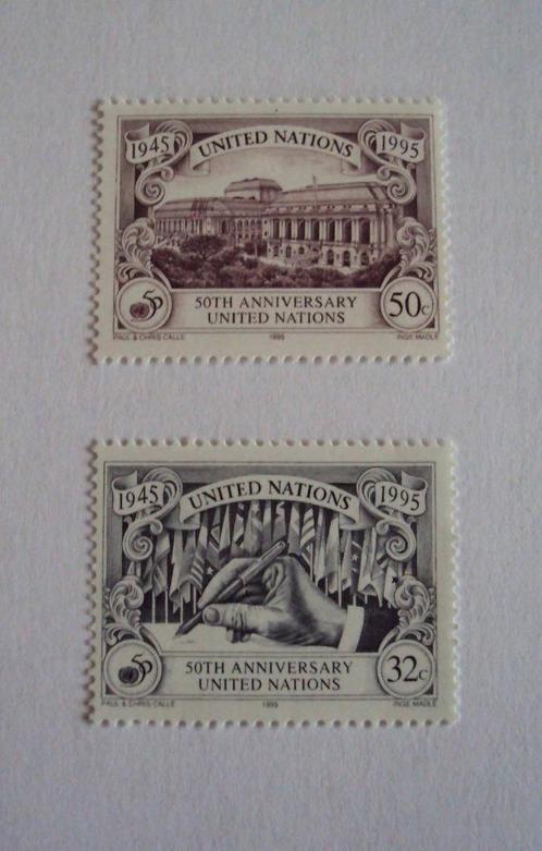 USA 1995 NewYork - 2 stamps -  50th Ann. United Nations, Postzegels en Munten, Postzegels | Amerika, Postfris, Verzenden
