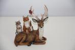prachtig dieren beeldje in rust hert met vogel vos, Ophalen of Verzenden, Gebruikt, Dier