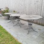 Terras tafels - Marmer blad en gietijzer onderstel, Tuin en Terras, Tuintafels, Ophalen of Verzenden
