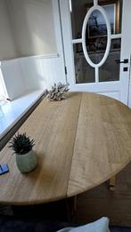 Gezandstraalde hangoortafel, Ophalen, Gebruikt, Ovaal, Eikenhout