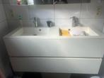 Badkamermeubel met grote spiegelkast en dubbele lavabo, Maison & Meubles, Enlèvement, Utilisé, Lavabo ou Évier