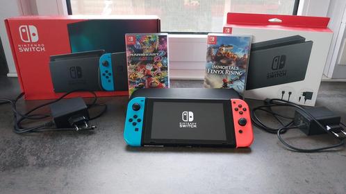 Nintendo Switch set, Games en Spelcomputers, Spelcomputers | Nintendo Switch, Zo goed als nieuw, Met games, Ophalen of Verzenden