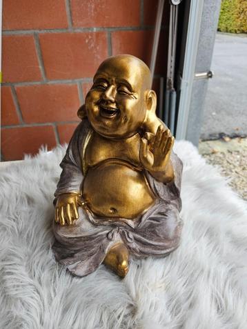 Mooie Buddha met een grote buik goud / grijs h = 33cm  33€ beschikbaar voor biedingen