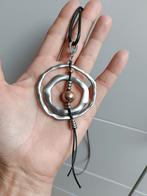 Sautoir original métal et cuir, Handtassen en Accessoires, Kettingen, Ophalen of Verzenden, Roze, Zilver