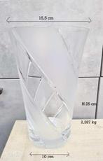 mooie zware glazen vaas- diagonaal motief - hoogte 25 cm, Glas, Ophalen