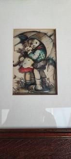 Cadre avec dessin 3D Hummel Goebel Enfants sous un parapluie, Antiquités & Art, Enlèvement ou Envoi