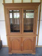 Massief eiken vitrinekast, Met deur(en), 100 tot 150 cm, Gebruikt, Eikenhout