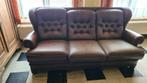 Bruin lederen salon, Huis en Inrichting, Ophalen, Gebruikt, Leer