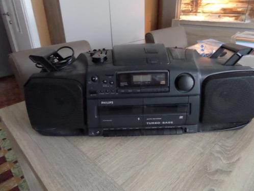 grote radio/cassette/cd speler, Audio, Tv en Foto, Stereoketens, Gebruikt, Cassettedeck, Cd-speler, Tuner of Radio, Philips, Draagbaar