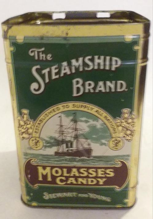 oude blikken doos - The Steamship Brand, Verzamelen, Blikken, Ophalen of Verzenden
