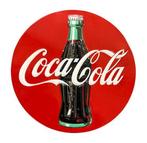 Reclamebord vintage Coca Cola rond - mancave poolhouse new, Ophalen of Verzenden, Nieuw, Reclamebord