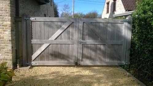 poort in hardhout, Jardin & Terrasse, Portes de jardin, Neuf, Bois, Enlèvement ou Envoi