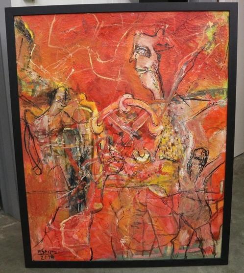 Nicolae GROZA, Message en rouge, Antiek en Kunst, Kunst | Schilderijen | Abstract, Ophalen