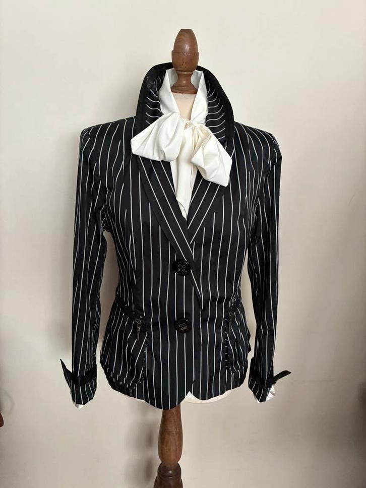 AIRFIELD JASJE BLACK/WHITE * 42, Kleding | Dames, Jasjes, Kostuums en Pakken, Zo goed als nieuw, Jasje, Maat 42/44 (L), Zwart