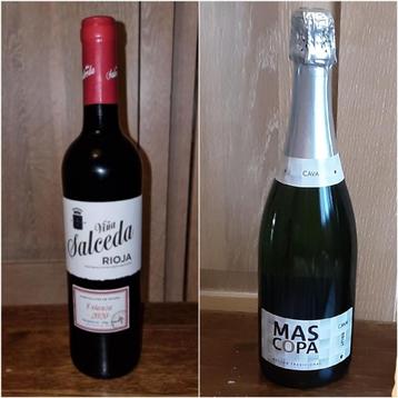 Wijn + Cava = 10€ + GRATIS rieten fleshouder  beschikbaar voor biedingen