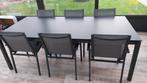 Mooie tuintafel met 6 bijhorende stoelen, Tuin en Terras, Ophalen, 6 zitplaatsen, Aluminium, Zo goed als nieuw