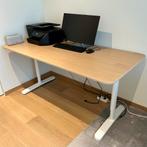 BEKANT bureau 160x80 cm plaqué chêne blanchi Prix neuf 259€, Ophalen, In hoogte verstelbaar, Zo goed als nieuw, Bureau