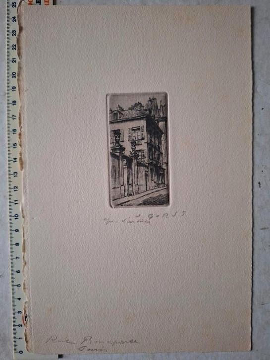 Ets van Jaak Gorus "Parijs rue Bonaparte", Antiquités & Art, Art | Eaux-fortes & Gravures, Enlèvement ou Envoi