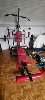 Fitnessbank met gewichten en extra bankje, Sport en Fitness, Ophalen, Gebruikt, Benen, Krachtstation